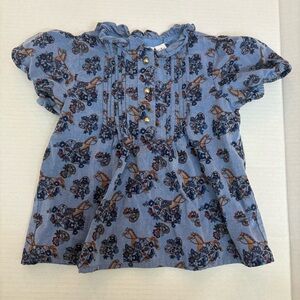 Janie & Jack Chambray Horse Print Shirt 4T